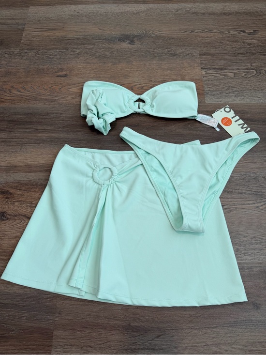 Wilo The Label Other - NWT Wilo The Label Aqua Glass Mint Green Bandeau Bikini Skirt Set Medium